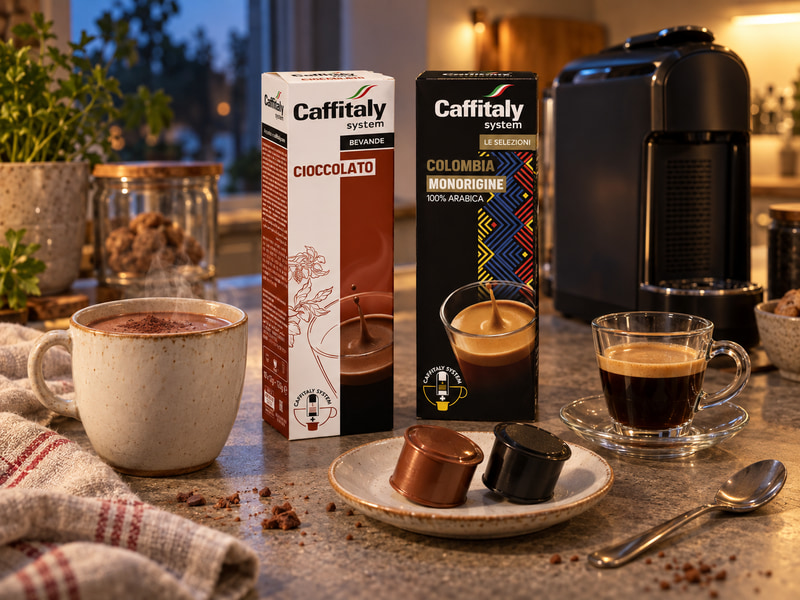 Caffitaly капсули за кафе и шоколадова напитка в реалистична домашна кухня