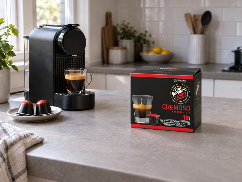 Vergnano Cremoso 12 капсули до домашна машина съвместима с Dolce Gusto и готово еспресо