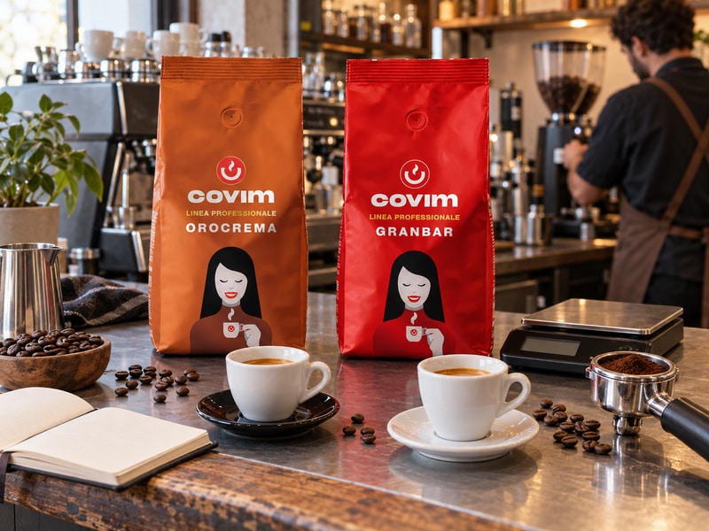 Реално сравнение на Covim Orocrema и Covim Granbar до две чаши еспресо в кафе бар
