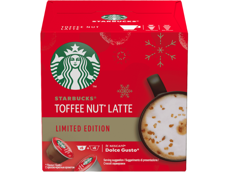 Starbucks Toffee Nut Latte за Dolce Gusto, кутия с шест кафе и шест млечни капсули