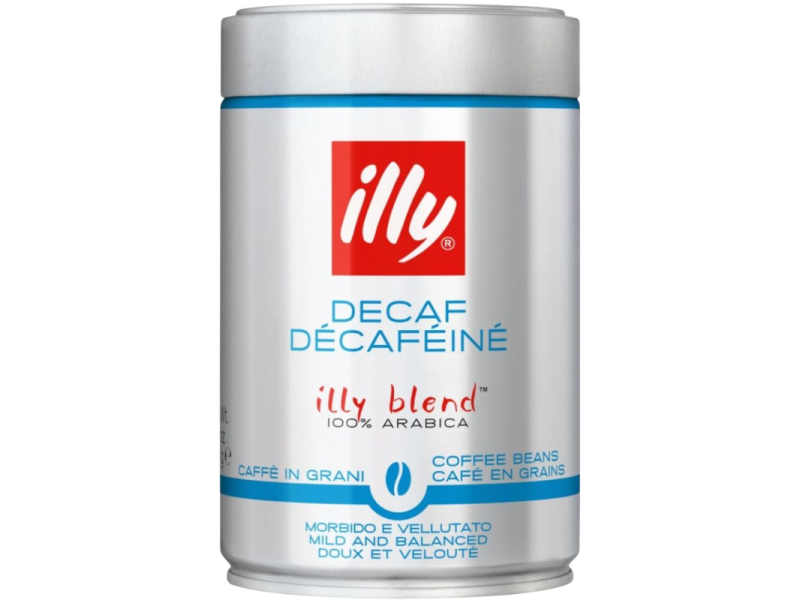 Цяла кутия Illy Decaf на зърна със син надпис Coffee Beans