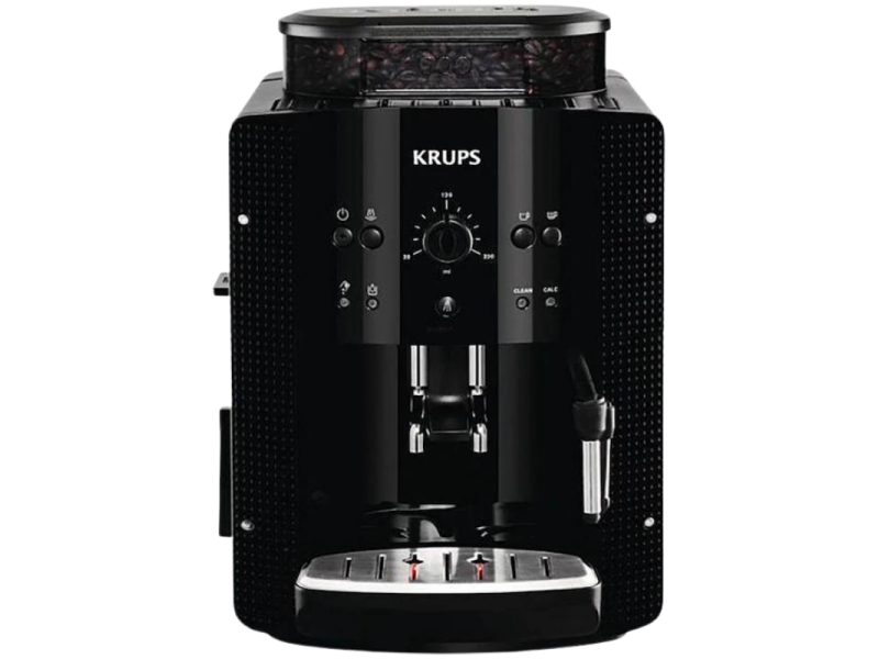 Черен кафеавтомат Krups EA810870 с контейнер за зърна и парна дюза