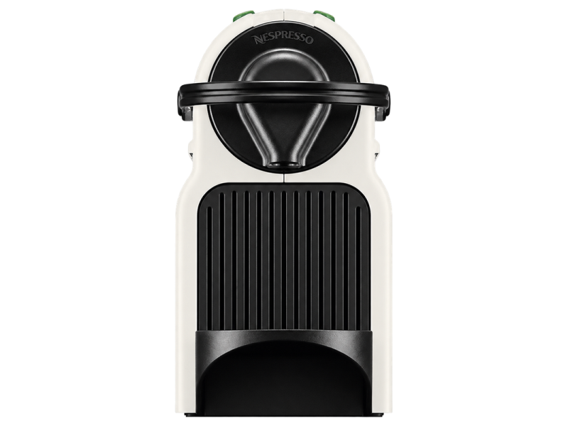Бяла кафемашина Krups Nespresso Inissia, изглед отпред и отгоре
