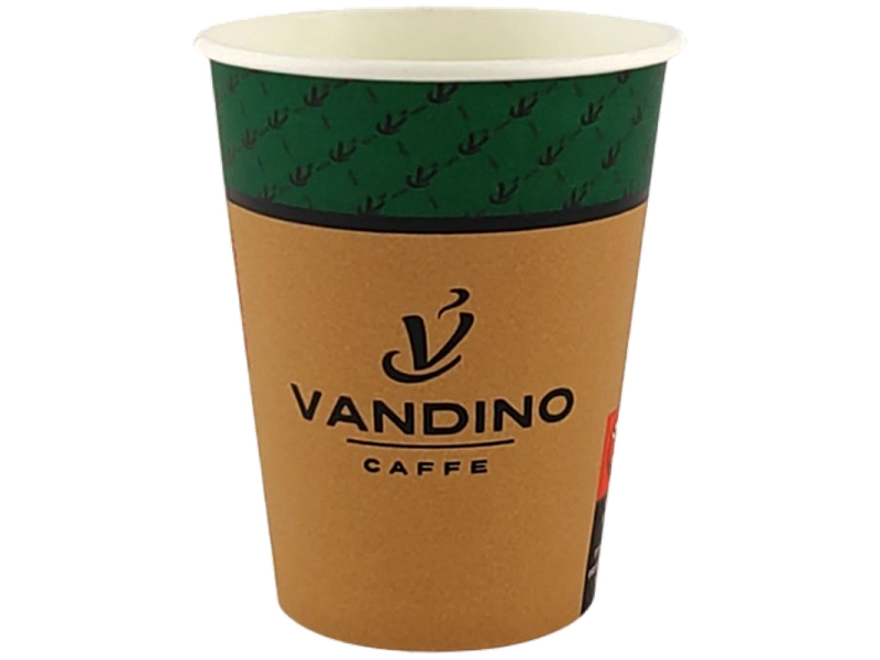 Картонена чаша BECONIC VANDINO с кафяв и зелен дизайн
