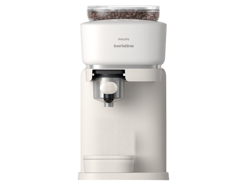 Цяла бяла кафемашина Philips Baristina BAR300/00 с ръкохватка и прозрачен контейнер за зърна