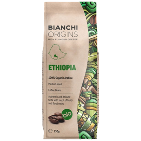 Кафе на зърна Bianchi Origins Ethiopia BIO, 250 г, 100% био Арабика