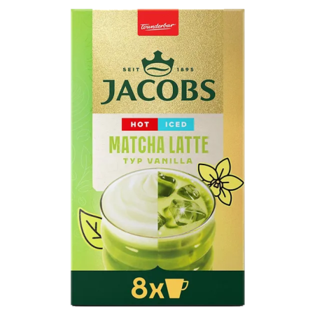 Разтворима напитка Jacobs Matcha Latte Vanilla, 8 сашета