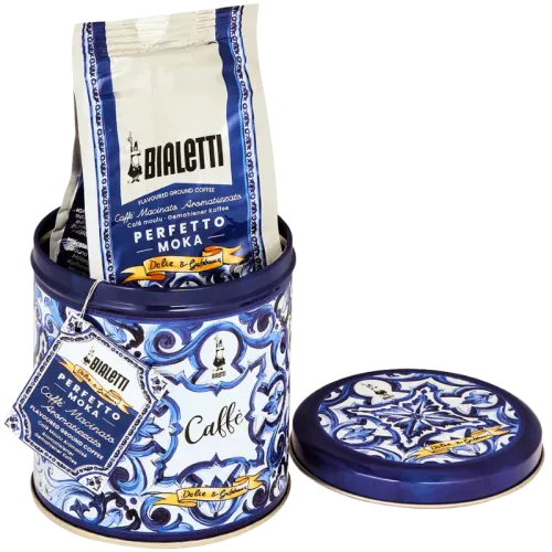 Мляно кафе Dolce-Gabbana Perfetto Moka Autentico 200гр+ подарък кутия за кафе, син