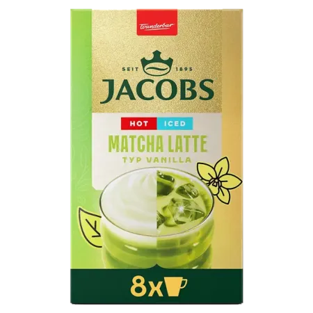 Разтворима напитка Jacobs Matcha Latte Vanilla, 8 сашета
