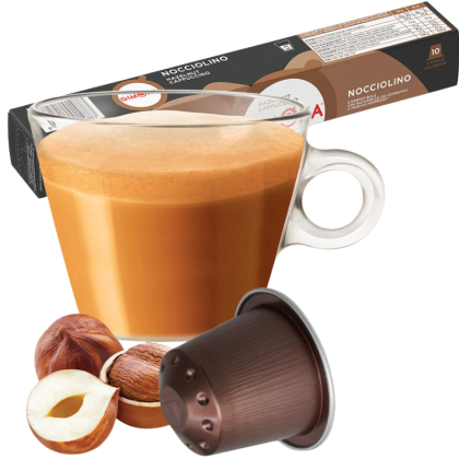 Кафе капсули Gimoka Tubo ALU Nocciolino капучино лешник, 10бр. съвместими с Nespresso
