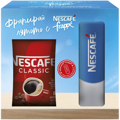 Промо пакет разтворимо кафе NESCAFÉ Classic 250g + Фрапе шейкър
