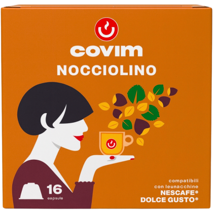 Кафе капсули Covim Nocciolino с аромат на лешник съвместими с Dolce Gusto, 16 бр.