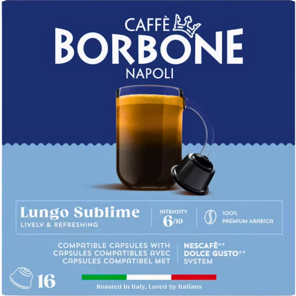 Кафе капсули Borbone Lungo Sublime съвместими с Dolce Gusto, 16 капсули
