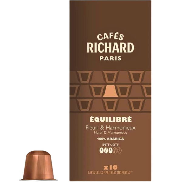 Кафе капсули Cafes Richard Equilibre Balance съвместими с Nespresso, 10 капсули