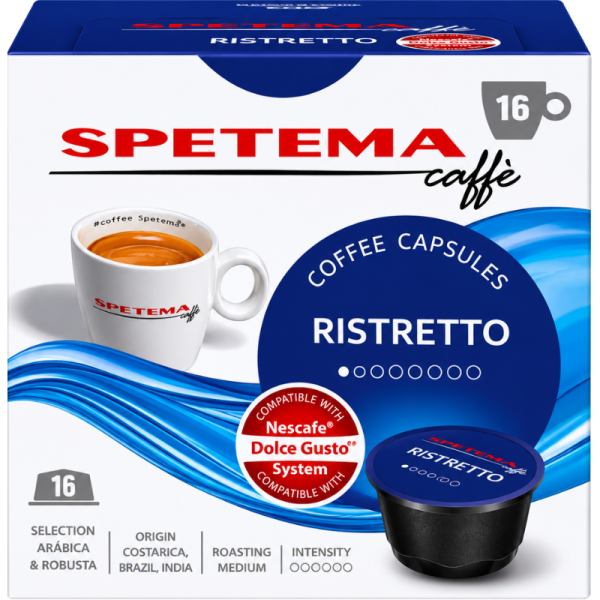 Кафе капсули Spetema Ristreto съвместими с Dolce Gusto, 16 капсули