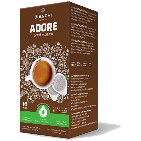 Кафе дози Bianchi Adore Grand Espresso E.S.E., 16 бр., 80% Арабика и 20% Робуста