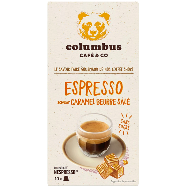 Кафе капсули Columbus Espresso Caramel Beurre Salé за Nespresso Original, 10 бр., 100% Арабика