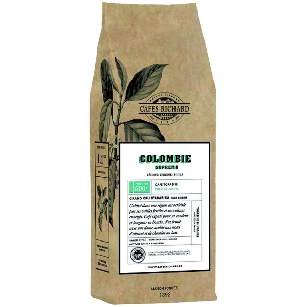 Кафе на зърна Cafés Richard Colombie Supremo, 500 г, 100% Арабика