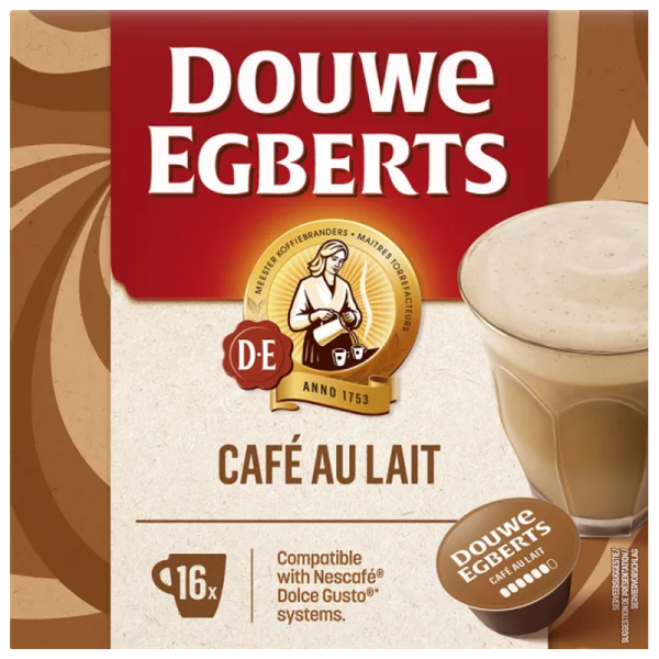 Кафе капсули Douwe Egberts Café au Lait за Dolce Gusto, 16 бр., 16 напитки