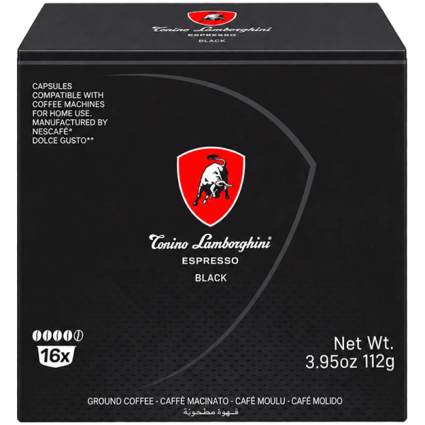 Кафе капсули Lamborghini Black Dolce Gusto, 16 бр., еспресо с интензитет 11