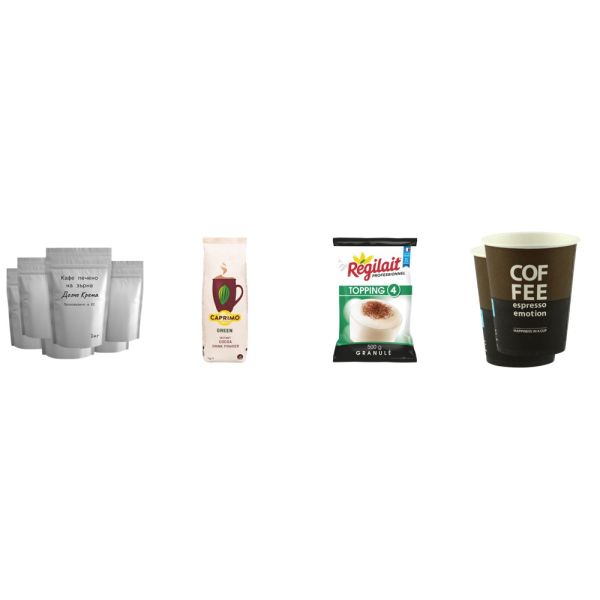 Офис пакет: 2 кг кафе на зърна Dolce Crema + шоколад Caprimo + мляко Regilait + 200 чаши