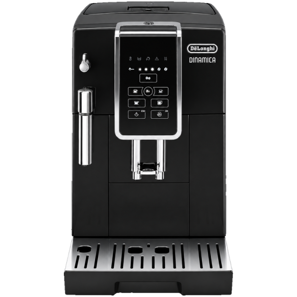 Кафеавтомат De'Longhi Dinamica ECAM350.15.B в черно с вградена кафемелачка и ръчен накрайник за мляко