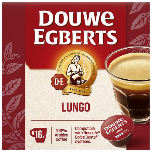Кафе капсули Douwe Egberts Lungo за Dolce Gusto, 16 бр., 100% Арабика