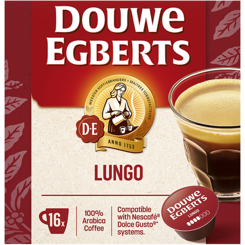 Кафе капсули Douwe Egberts Lungo за Dolce Gusto, 16 бр., 100% Арабика