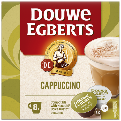 Капсули Douwe Egberts Cappuccino за Dolce Gusto, 16 бр., 8 напитки