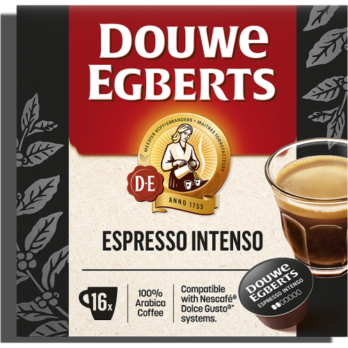 Кафе капсули Douwe Egberts Espresso Intenso за Dolce Gusto, 16 бр., 100% Арабика
