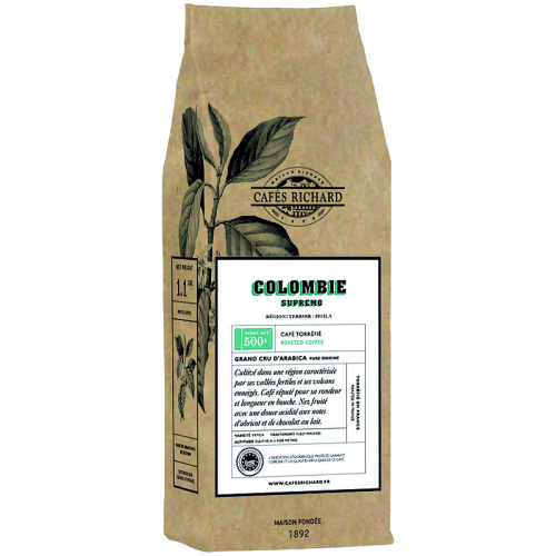 Кафе на зърна Cafés Richard Colombie Supremo, 500 г, 100% Арабика