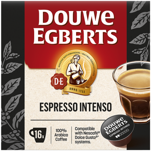 Кафе капсули Douwe Egberts Espresso Intenso за Dolce Gusto, 16 бр., 100% Арабика