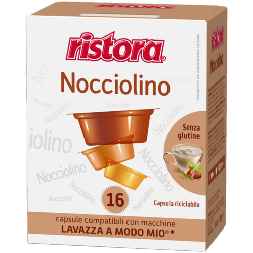 Кафе капсули Ristora Nocciolino A Modo Mio, капучино с лешник, кутия 16 бр.