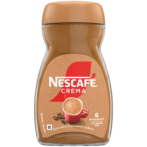 Разтворимо кафе Nescafe Crema 95 г в стъклен буркан, инстантно кафе от Робуста