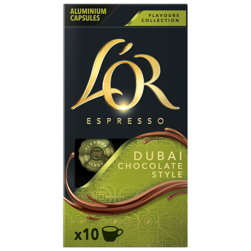 Кафе капсули L’OR Dubai Chocolate Style за Nespresso Original, 10 бр. – предна опаковка