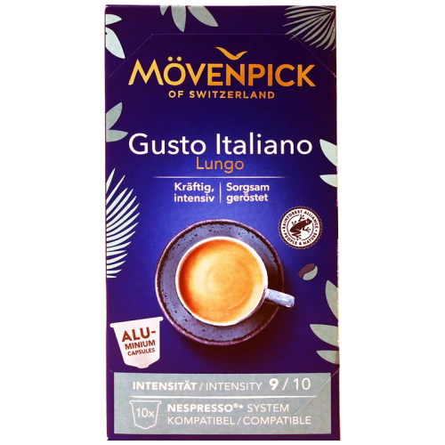Кафе капсули Mövenpick Gusto Italiano Lungo за Nespresso Original, 10 бр. – предна опаковка