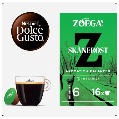 Фронтална цяла кутия кафе капсули Zoégas Skånerost за NESCAFÉ Dolce Gusto, 16 бр.