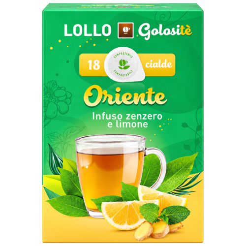 Билков чай Lollo Caffè Golositè Oriente, джинджифил и лимон, 18 дози E.S.E. 44 мм